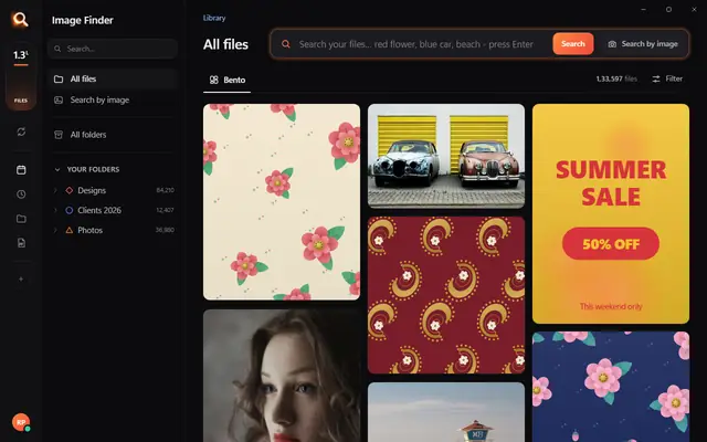 The Image Finder window with sample pictures