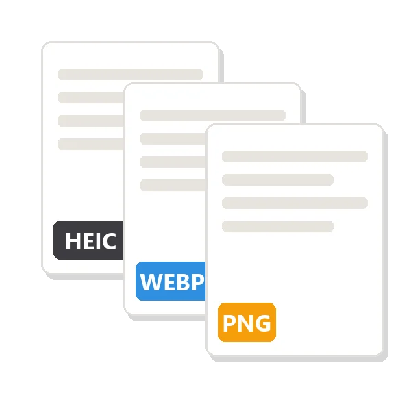 HEIC · WEBP · PNG